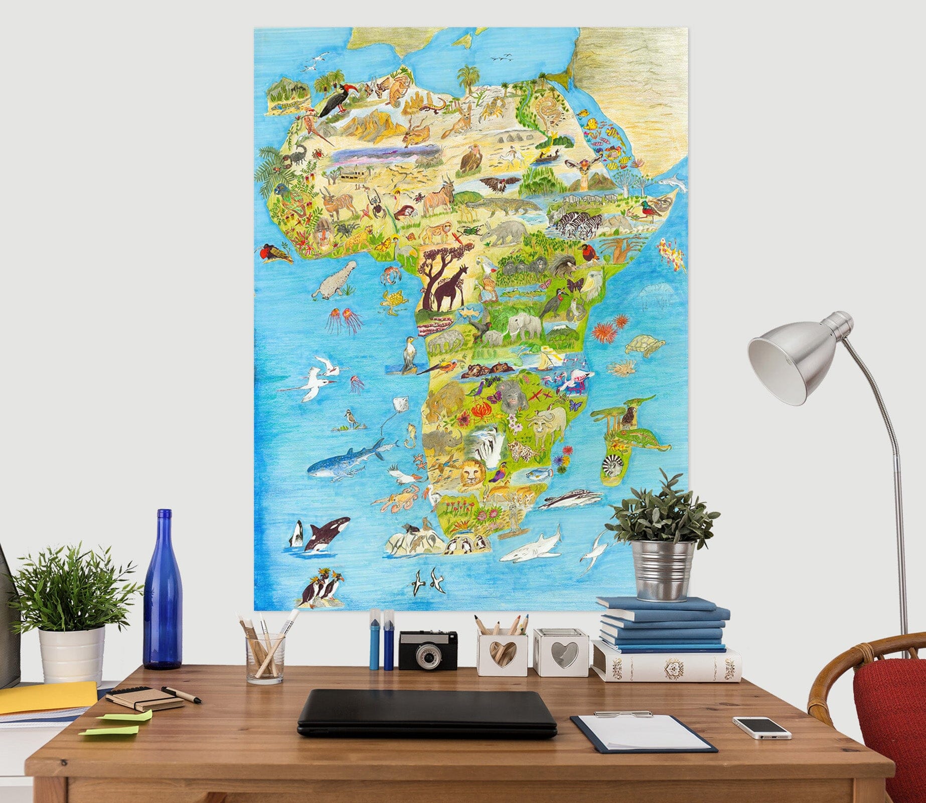 3D Africa Ocean Map 002 Michael Sewell Wall Sticker Wallpaper AJ Wallpaper 2 