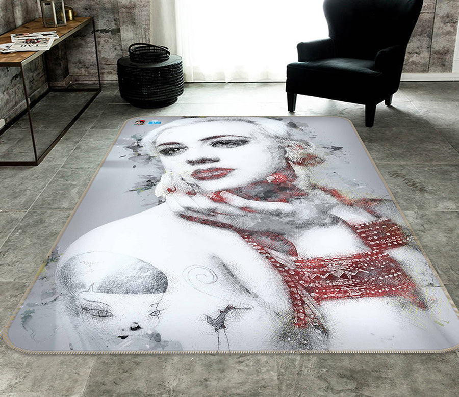 3D Beauty Portrait 66147 Non Slip Rug Mat