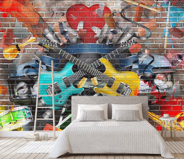 3D Graffiti Guitar 151 Wall Murals Wallpaper AJ Wallpaper 2 