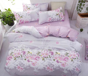 3D Pink Flowers 7170 Bed Pillowcases Quilt