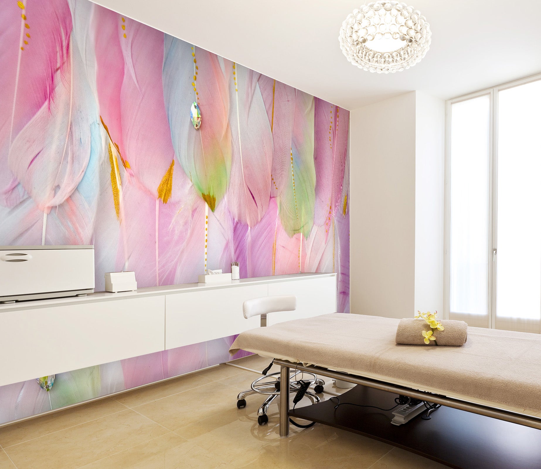 3D Pink Feather 092 Wall Murals Wallpaper AJ Wallpaper 2 