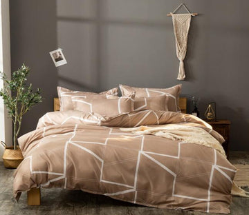 3D Light Brown Lines 13058 Bed Pillowcases Quilt