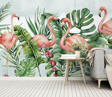 3D Pink Flamingo WG289 Wall Murals Wallpaper AJ Wallpaper 2 