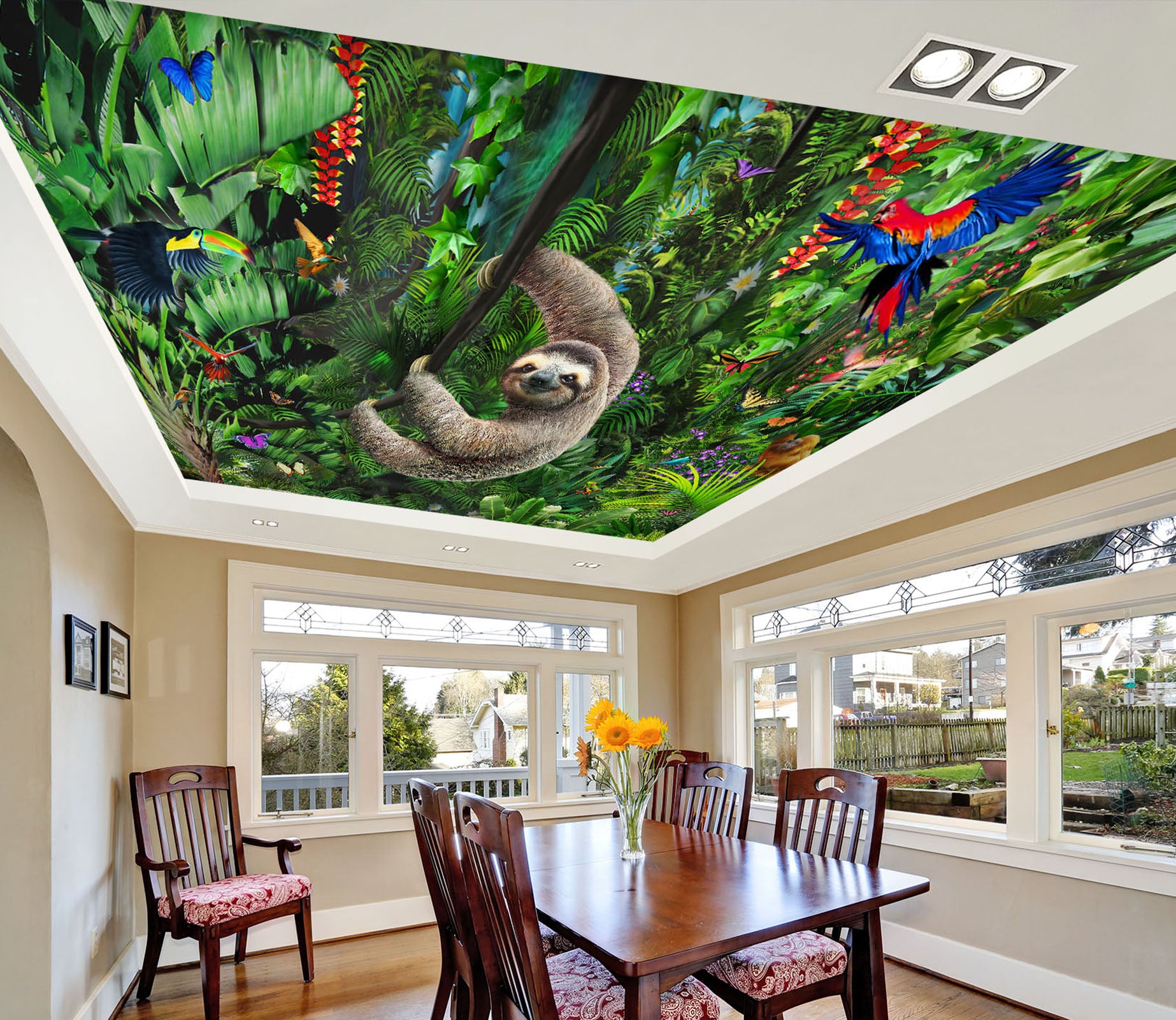 3D Forest Sloth 1010 Adrian Chesterman Ceiling Wallpaper Murals