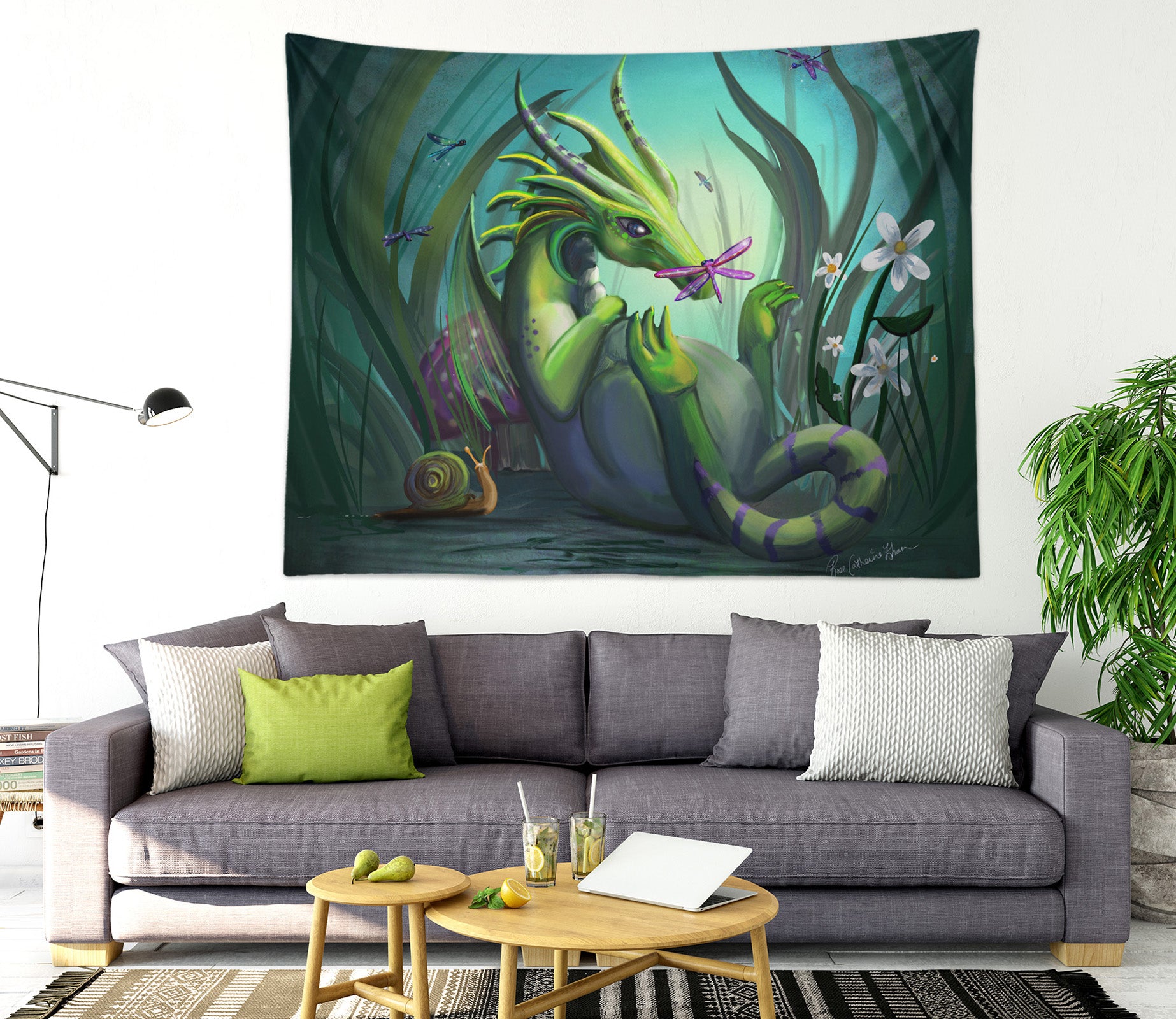 3D Cute Dragon Dragonfly 942 Rose Catherine Khan Tapestry Hanging Cloth Hang