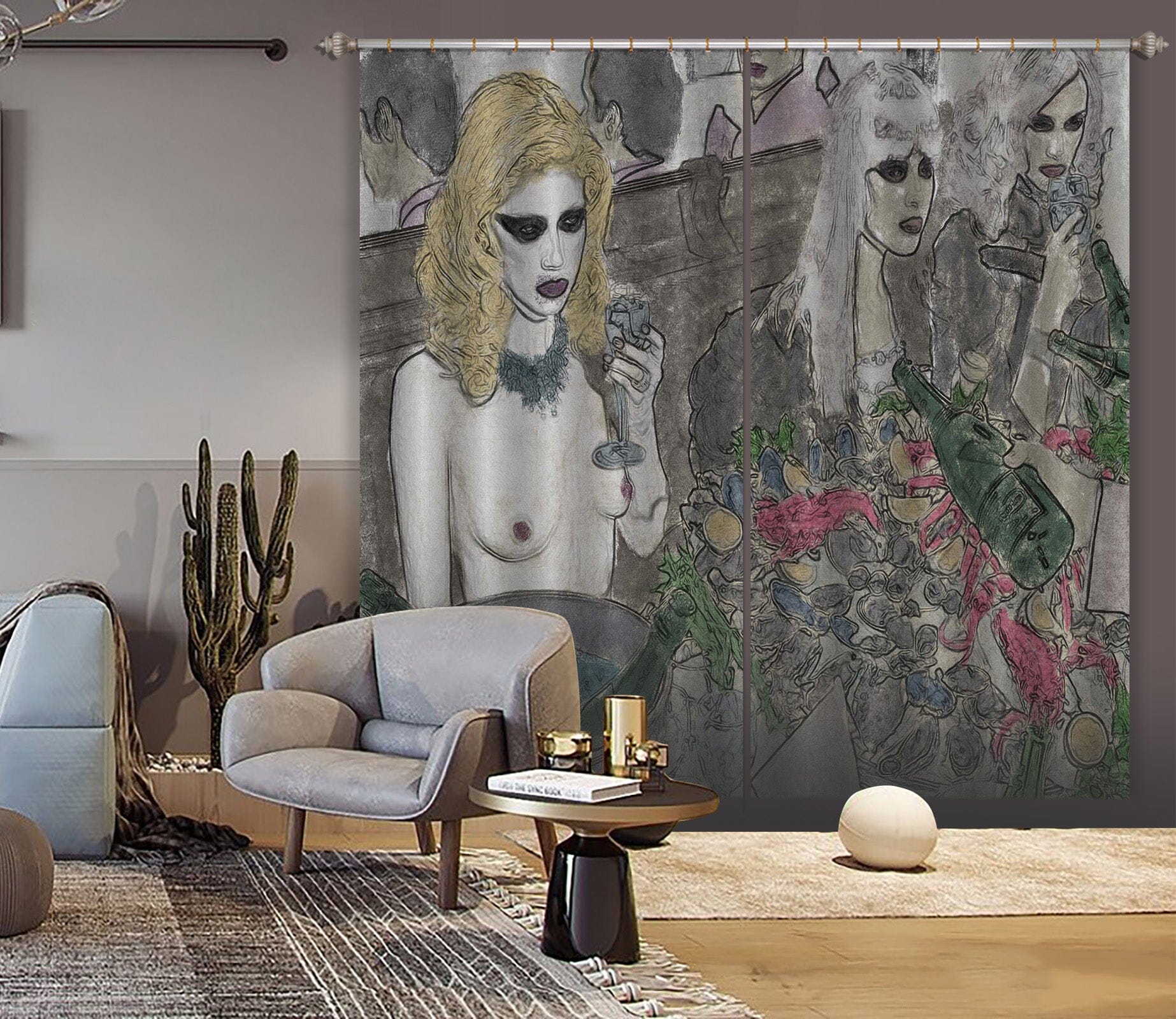 3D Garden Girl 045 Marco Cavazzana Curtain Curtains Drapes Curtains AJ Creativity Home 