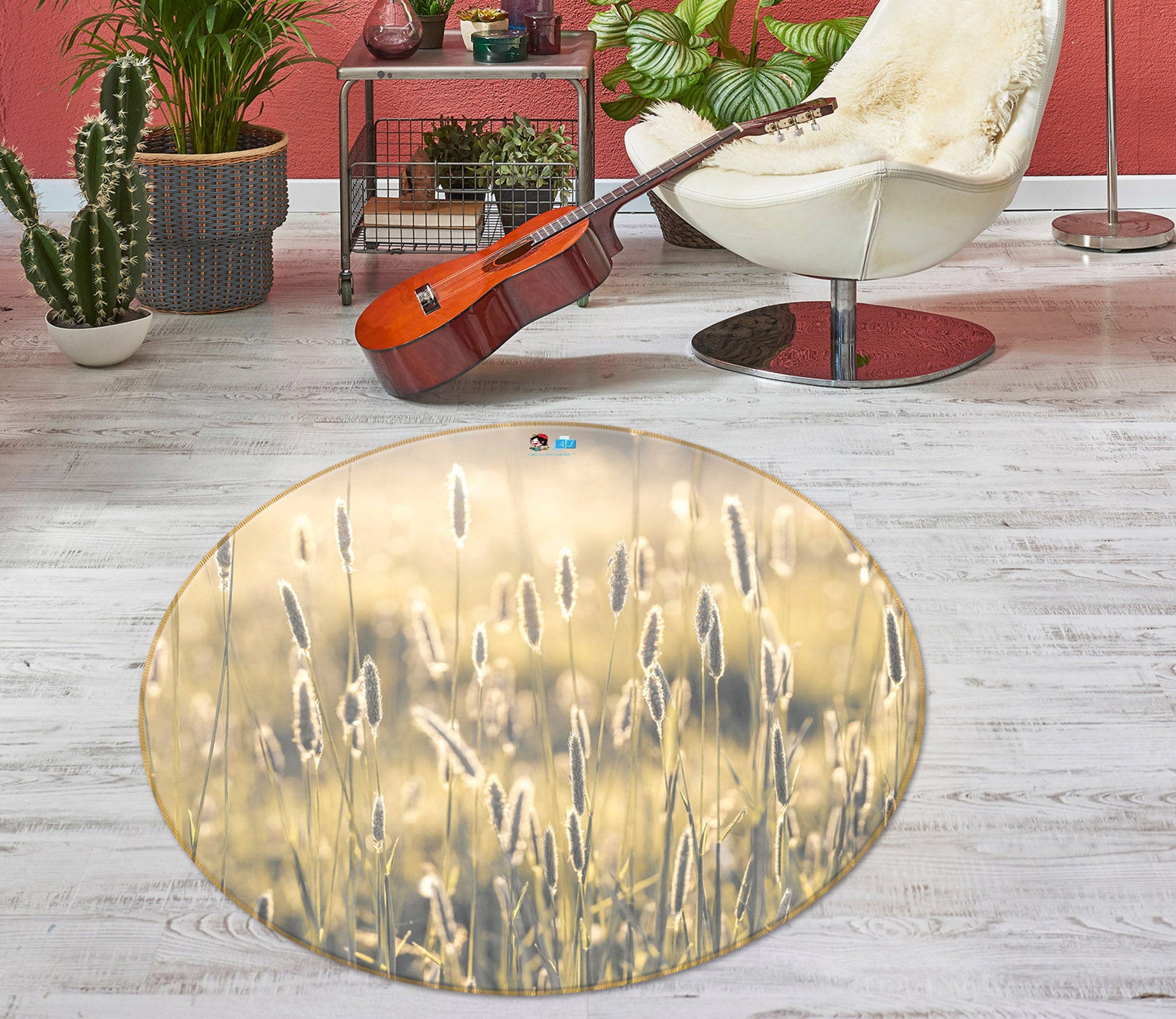 3D Prairie Light 7344 Assaf Frank Rug Round Non Slip Rug Mat