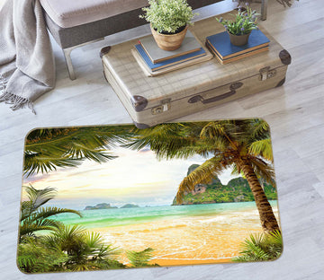 3D Seaside Coconut Tree 76219 Non Slip Rug Mat