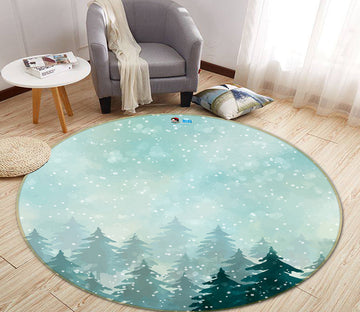 3D Tree Pattern 64074 Round Non Slip Rug Mat