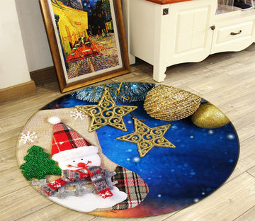 3D Snowman 54098 Christmas Round Non Slip Rug Mat Xmas