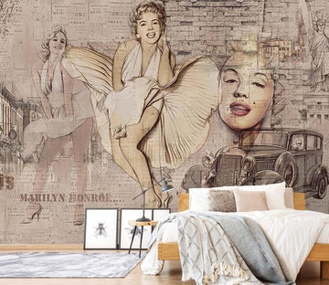 3D Vintage Marilyn Monroe 051 Wall Murals Wallpaper AJ Wallpaper 2 