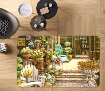 3D Flower Pot 33169 Non Slip Rug Mat