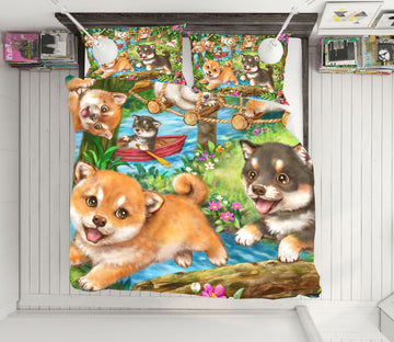 3D Dog Playing 5853 Kayomi Harai Bedding Bed Pillowcases Quilt Cover Duvet Cover