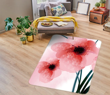 3D Pink Flowers 76167 Non Slip Rug Mat