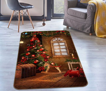 3D Tree Window 55129 Christmas Non Slip Rug Mat Xmas