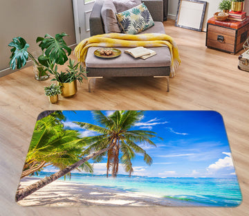 3D Coconut Tree Seaside 77097 Non Slip Rug Mat
