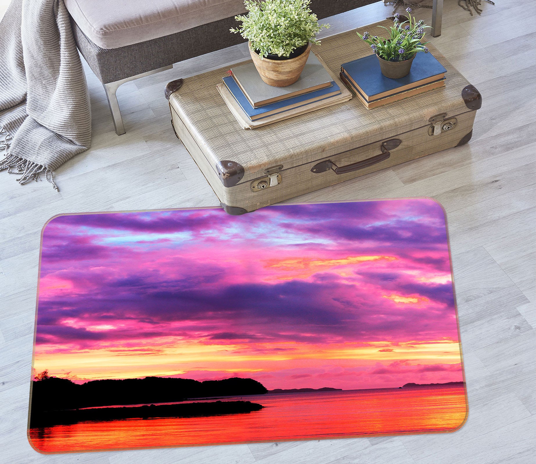 3D Pink Clouds 75145 Non Slip Rug Mat