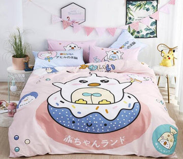 3D Cartoon Donut Chicken 5049 Bed Pillowcases Quilt