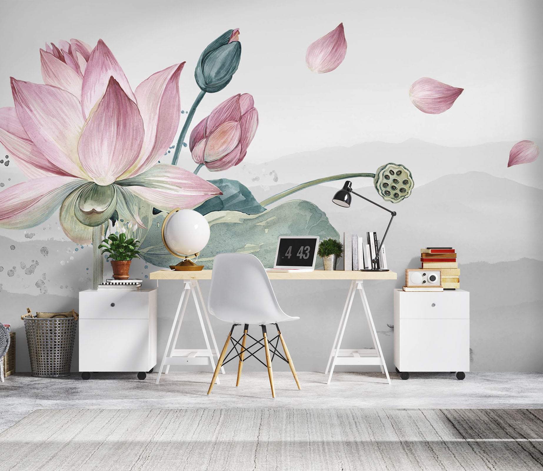 3D Ink Lotus 1043 Wall Murals