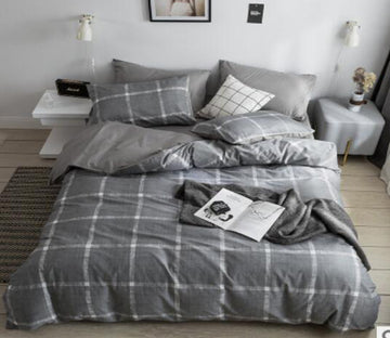 3D Dark Gray Grid 15121 Bed Pillowcases Quilt