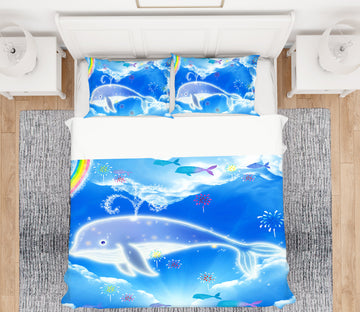 3D Sea Whale 13070 Bed Pillowcases Quilt