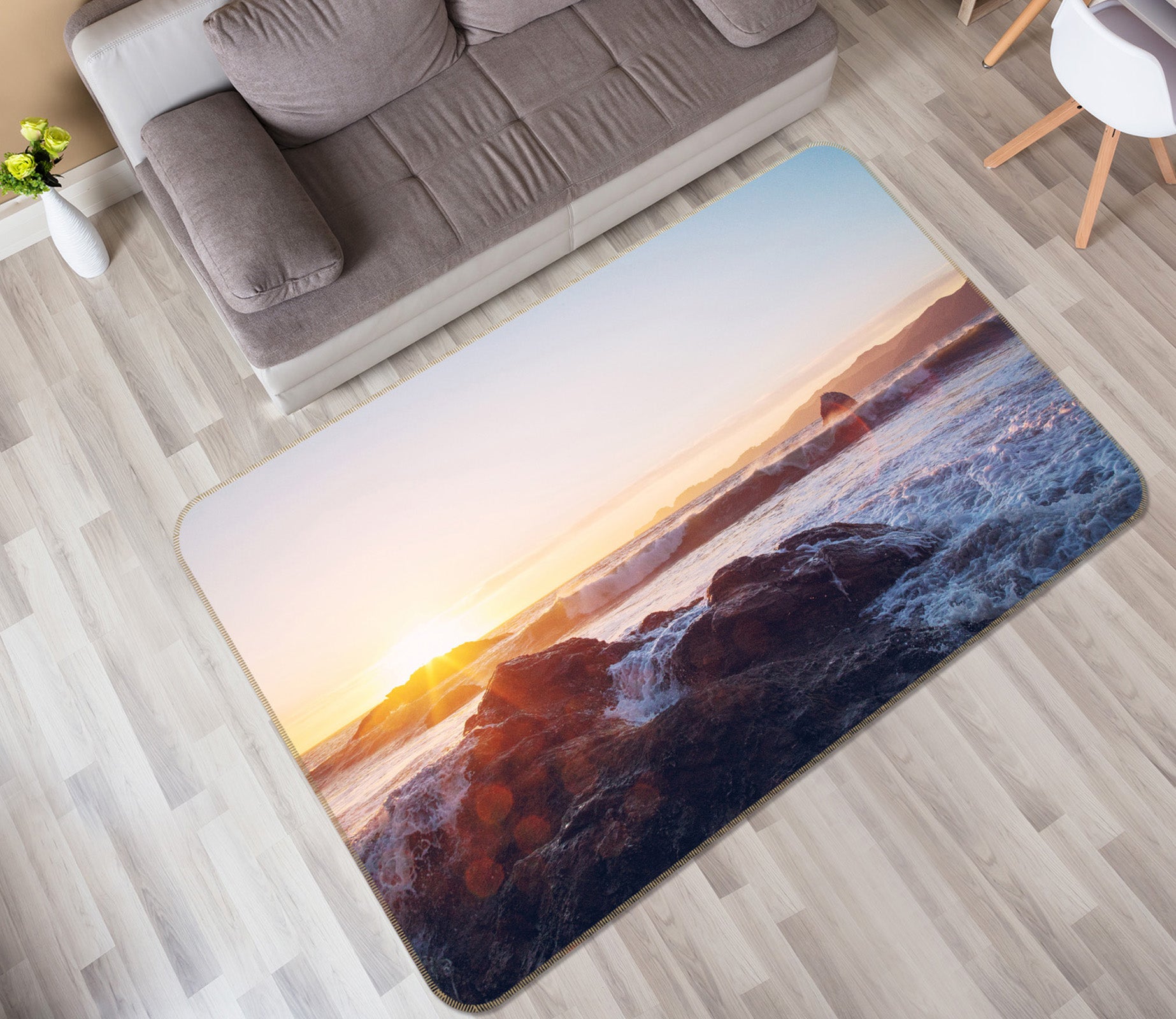 3D Waves Stone 36008 Non Slip Rug Mat