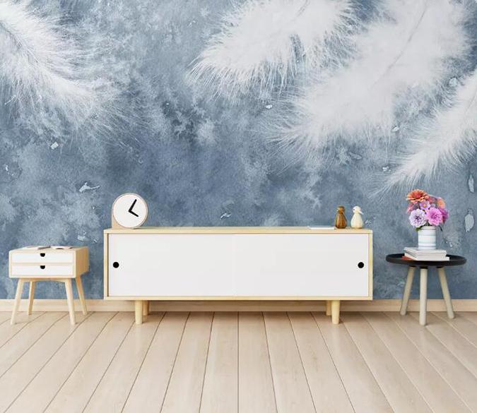 3D White Feather 309 Wall Murals Wallpaper AJ Wallpaper 2 