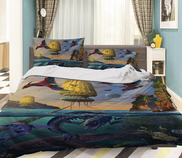 3D Pterosaur Whale 035 Bed Pillowcases Quilt Exclusive Designer Vincent Quiet Covers AJ Creativity Home 