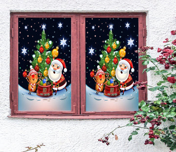 3D Santa Claus 43134 Christmas Window Film Print Sticker Cling Stained Glass Xmas