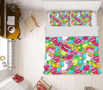 3D Lips Unicorn Pattern 61096 Bed Pillowcases Quilt