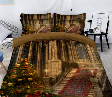 3D Building Stairs 45093 Christmas Quilt Duvet Cover Xmas Bed Pillowcases
