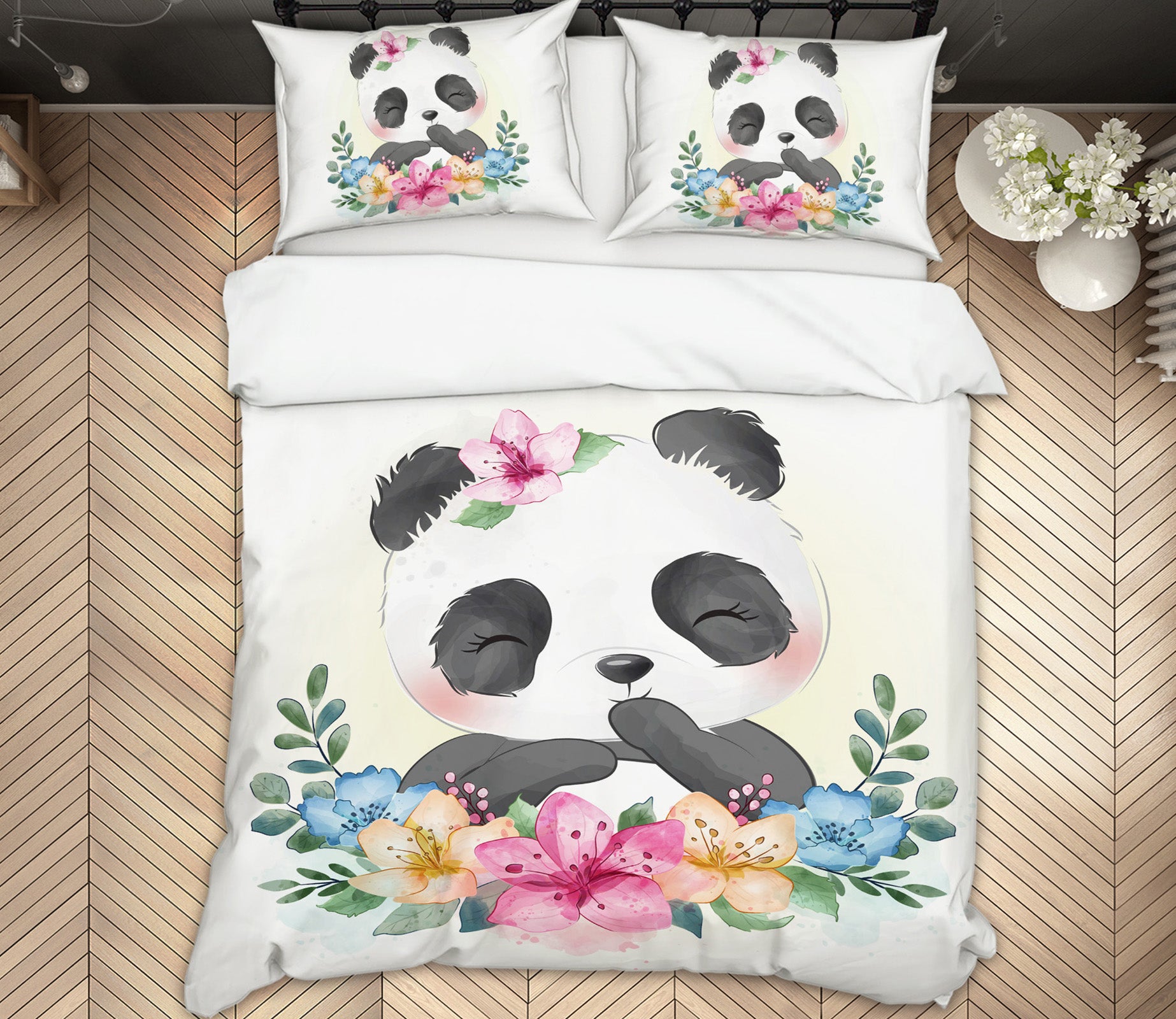 3D Flower Panda 58213 Bed Pillowcases Quilt