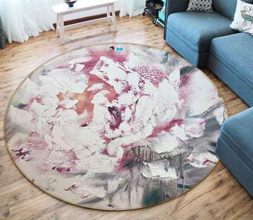 3D Paint Flower 4042 Skromova Marina Rug Round Non Slip Rug Mat