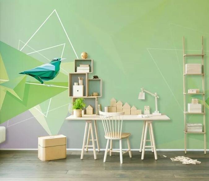 3D Green Bird 1059 Wall Murals Wallpaper AJ Wallpaper 2 