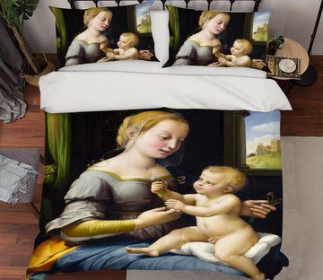 3D Mother Child 12177 Bed Pillowcases Quilt