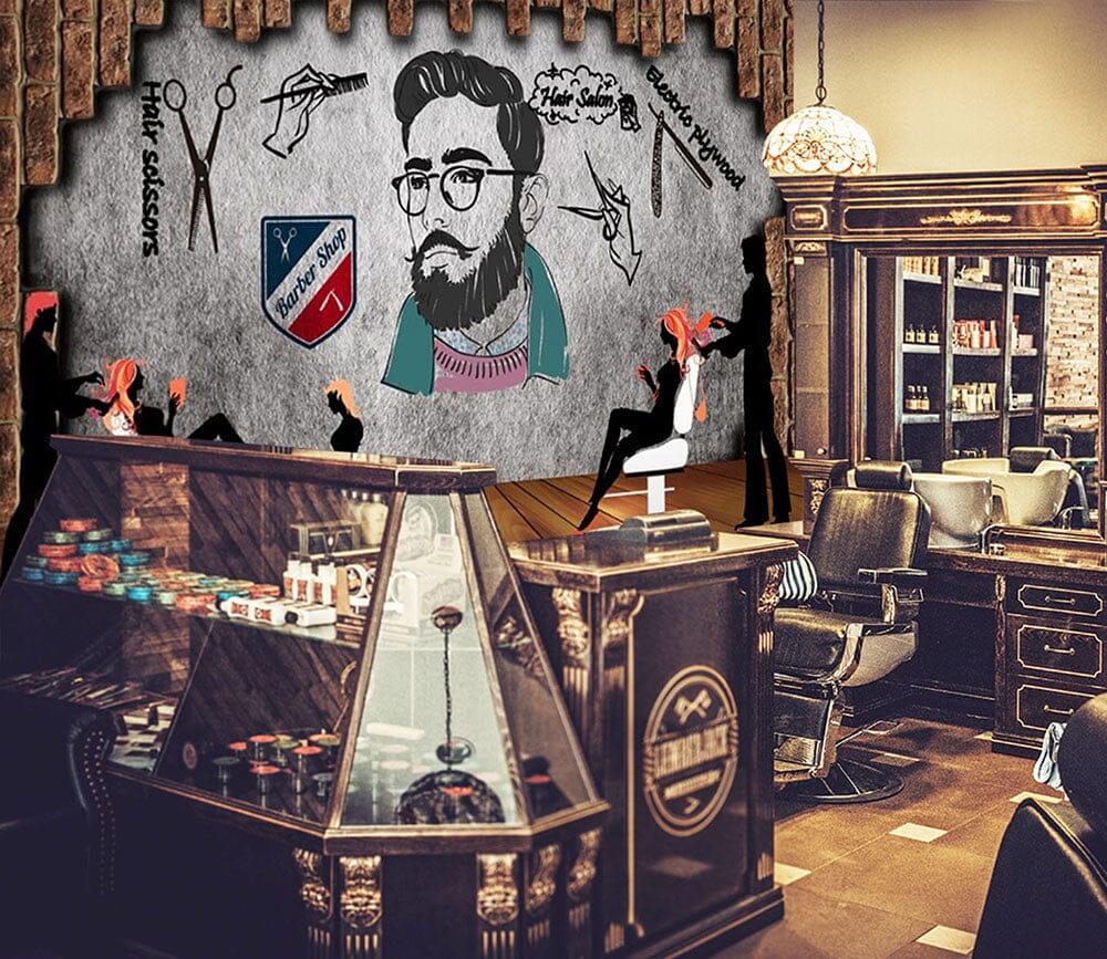 3D Haircut Uncle 1451 Barber Shop Wall Murals Wallpaper AJ Wallpaper 2 