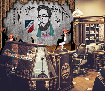 3D Haircut Uncle 1451 Barber Shop Wall Murals Wallpaper AJ Wallpaper 2 