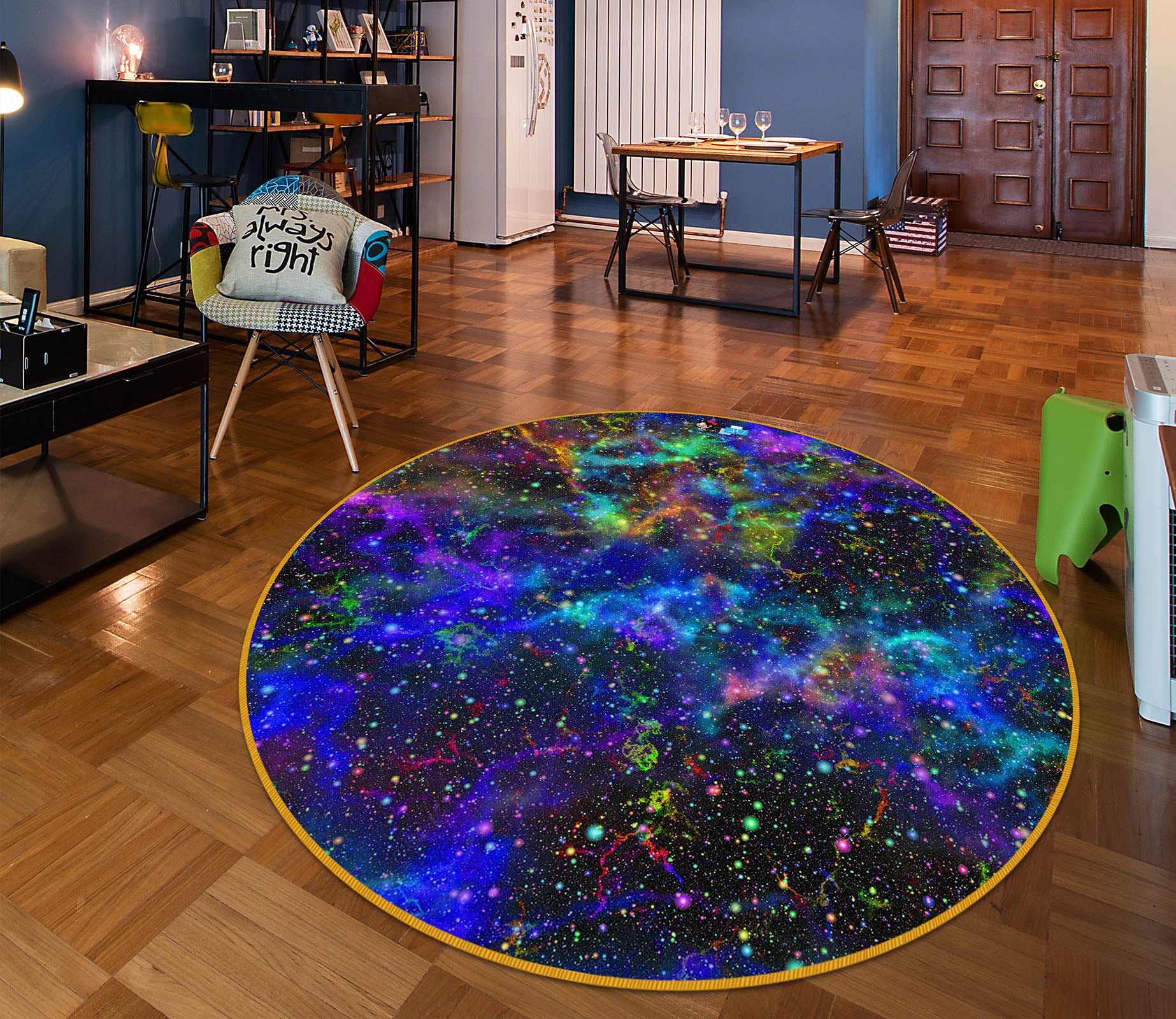 3D Colorful Starry Sky 69084 Round Non Slip Rug Mat