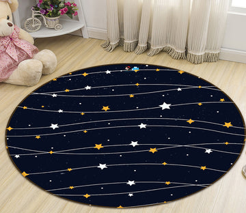 3D Five-Pointed Star 64075 Round Non Slip Rug Mat