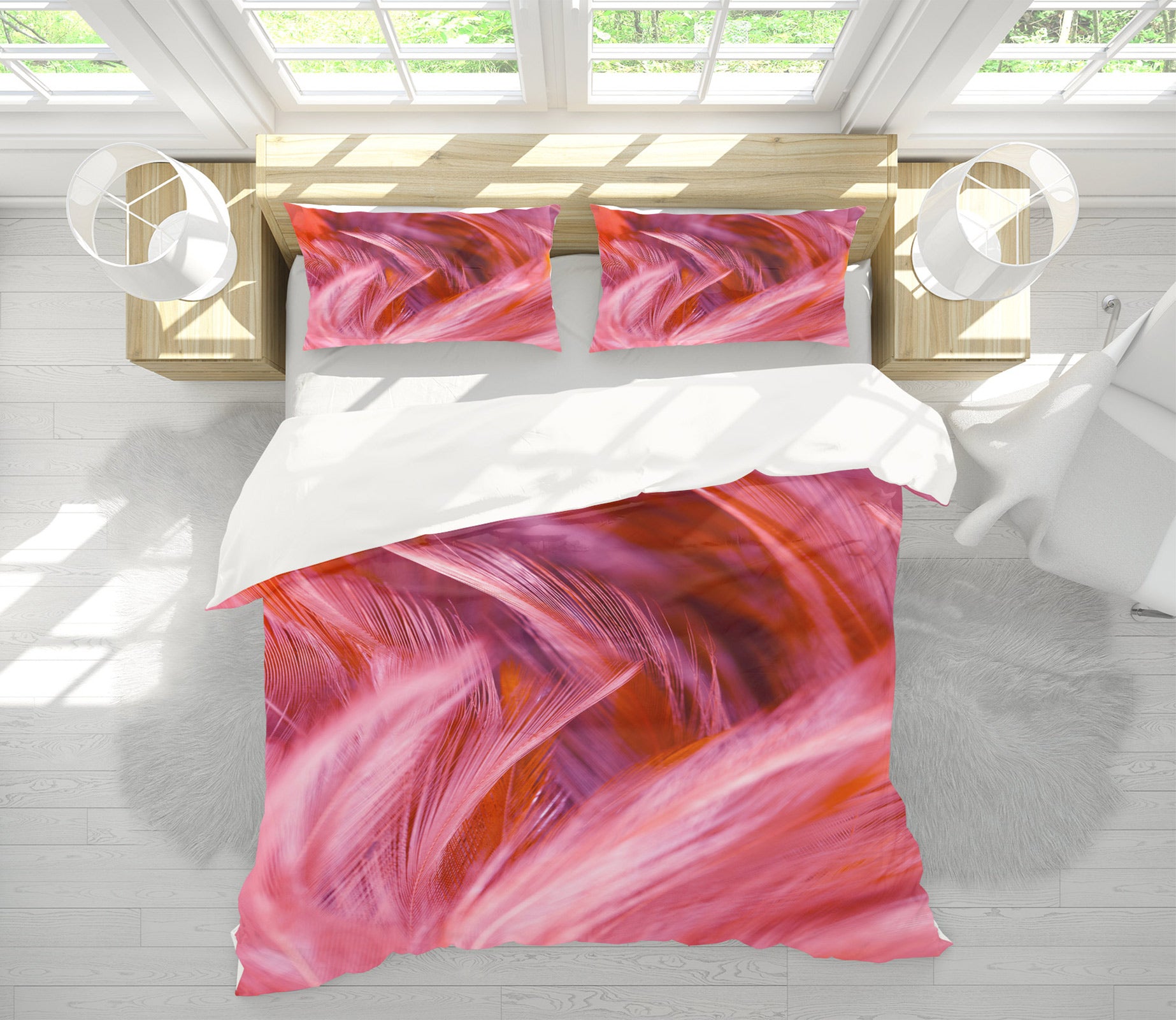 3D Red Feather 60038 Bed Pillowcases Quilt