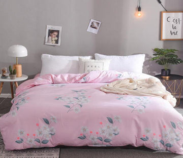 3D Pink Bottom Flower 4178 Bed Pillowcases Quilt