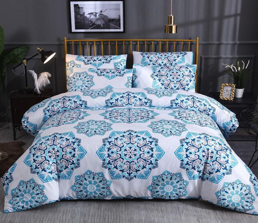 3D Blue Pattern 13062 Bed Pillowcases Quilt