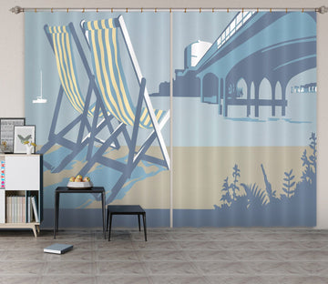 3D Bournemouth Pier And Deckchairs 105 Steve Read Curtain Curtains Drapes Curtains AJ Creativity Home 