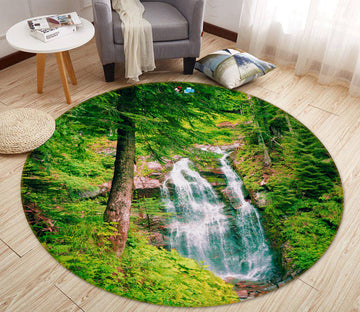 3D Tree Waterfall 69125 Round Non Slip Rug Mat