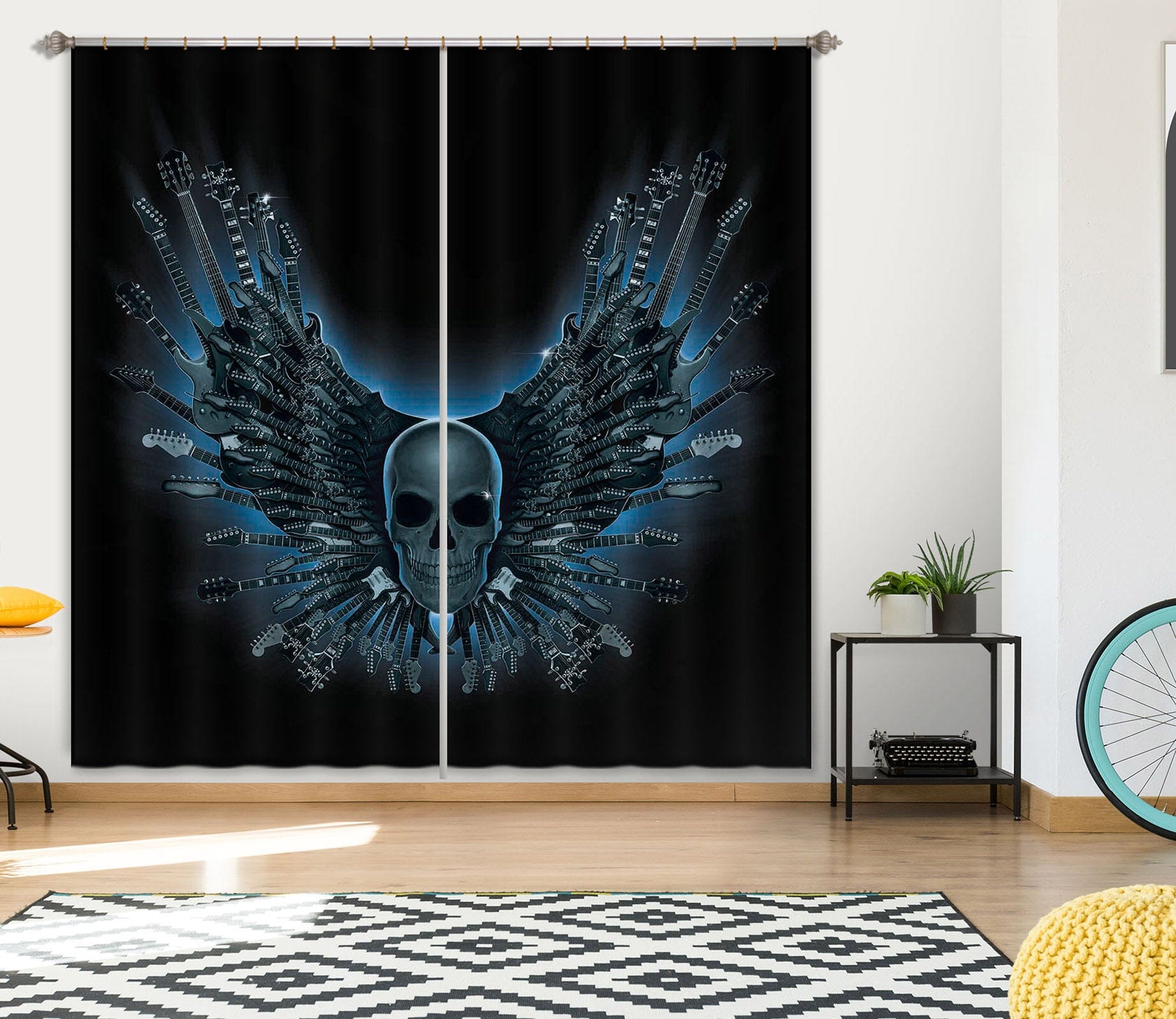 3D Skull Strings 073 Vincent Hie Curtain Curtains Drapes Curtains AJ Creativity Home 
