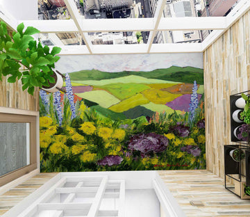 3D Flower Bush Lawn Hillside 9659 Allan P. Friedlander Floor Mural