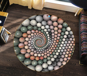 3D Circle Ball Pattern 74059 Round Non Slip Rug Mat