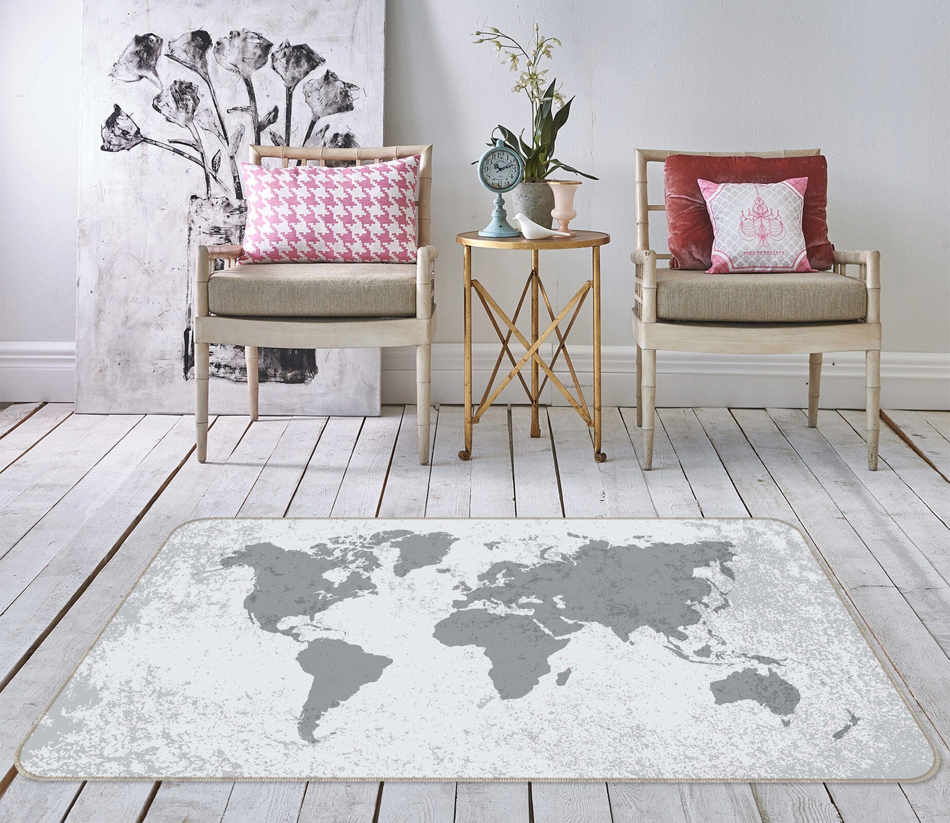 3D Grey World 317 World Map Non Slip Rug Mat Mat AJ Creativity Home 