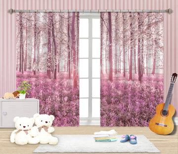 3D Pink Flower Ocean 018 Assaf Frank Curtain Curtains Drapes Curtains AJ Creativity Home 