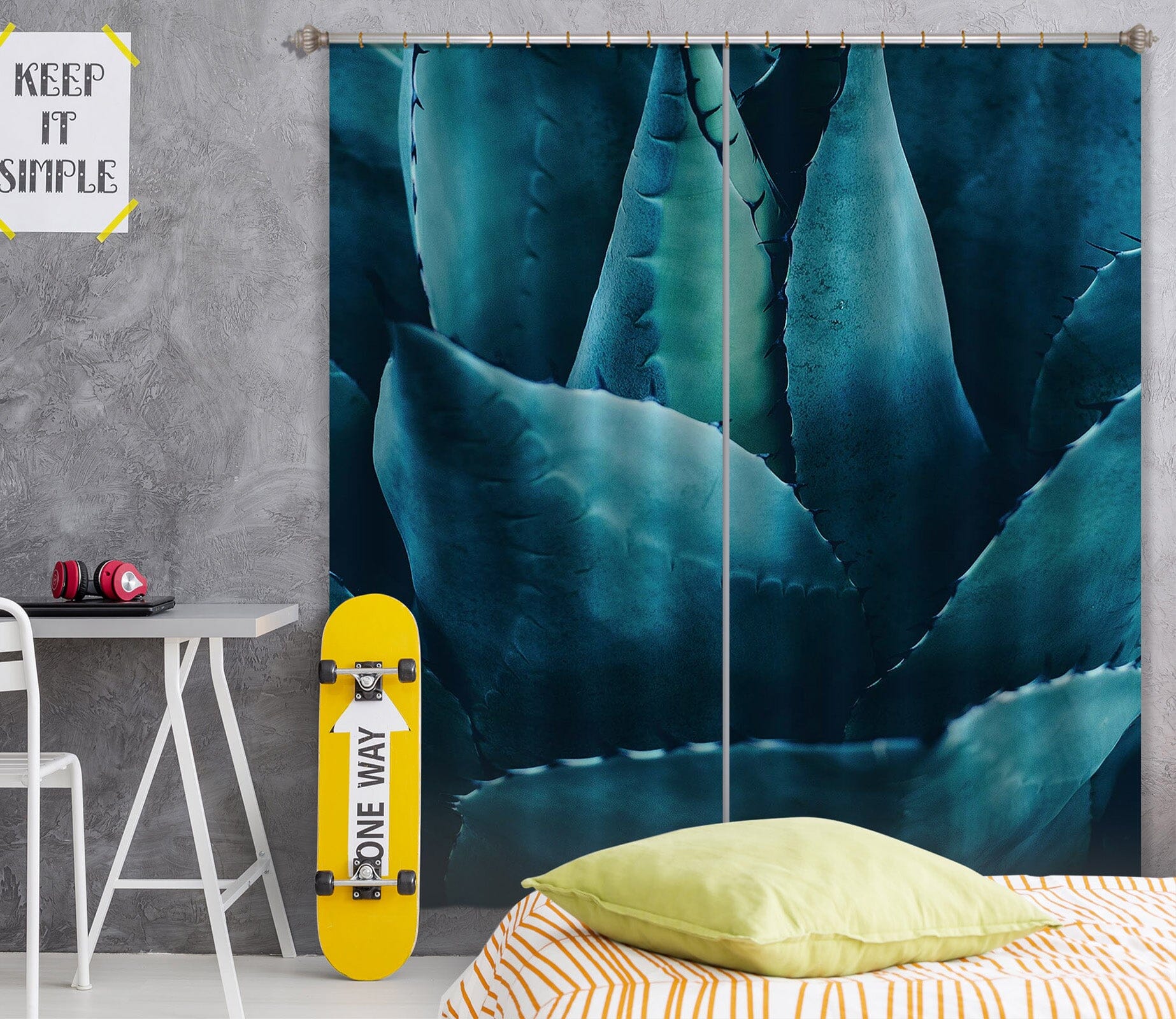 3D Green Aloe 041 Boris Draschoff Curtain Curtains Drapes Curtains AJ Creativity Home 